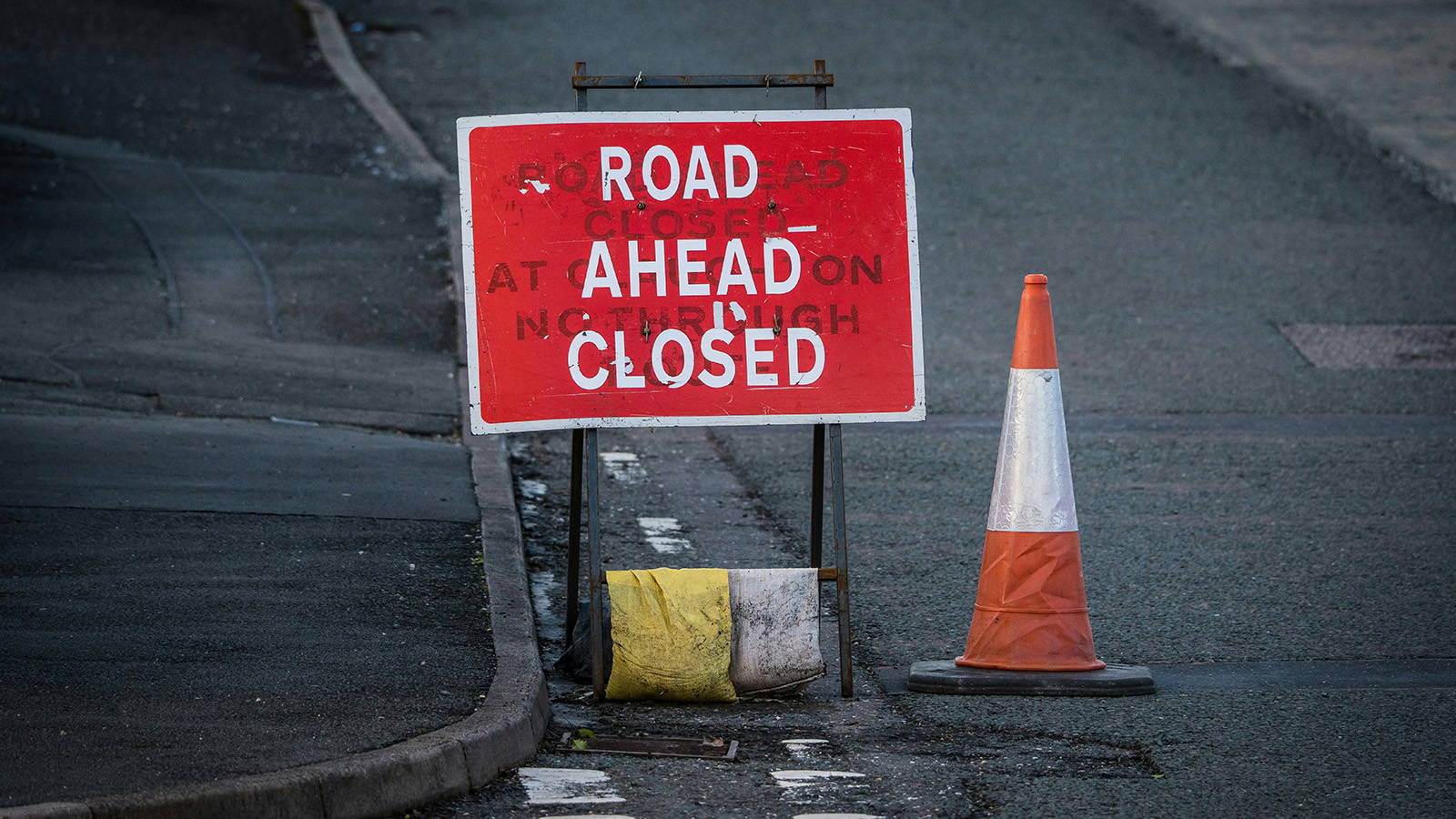 Road ahead closed sign